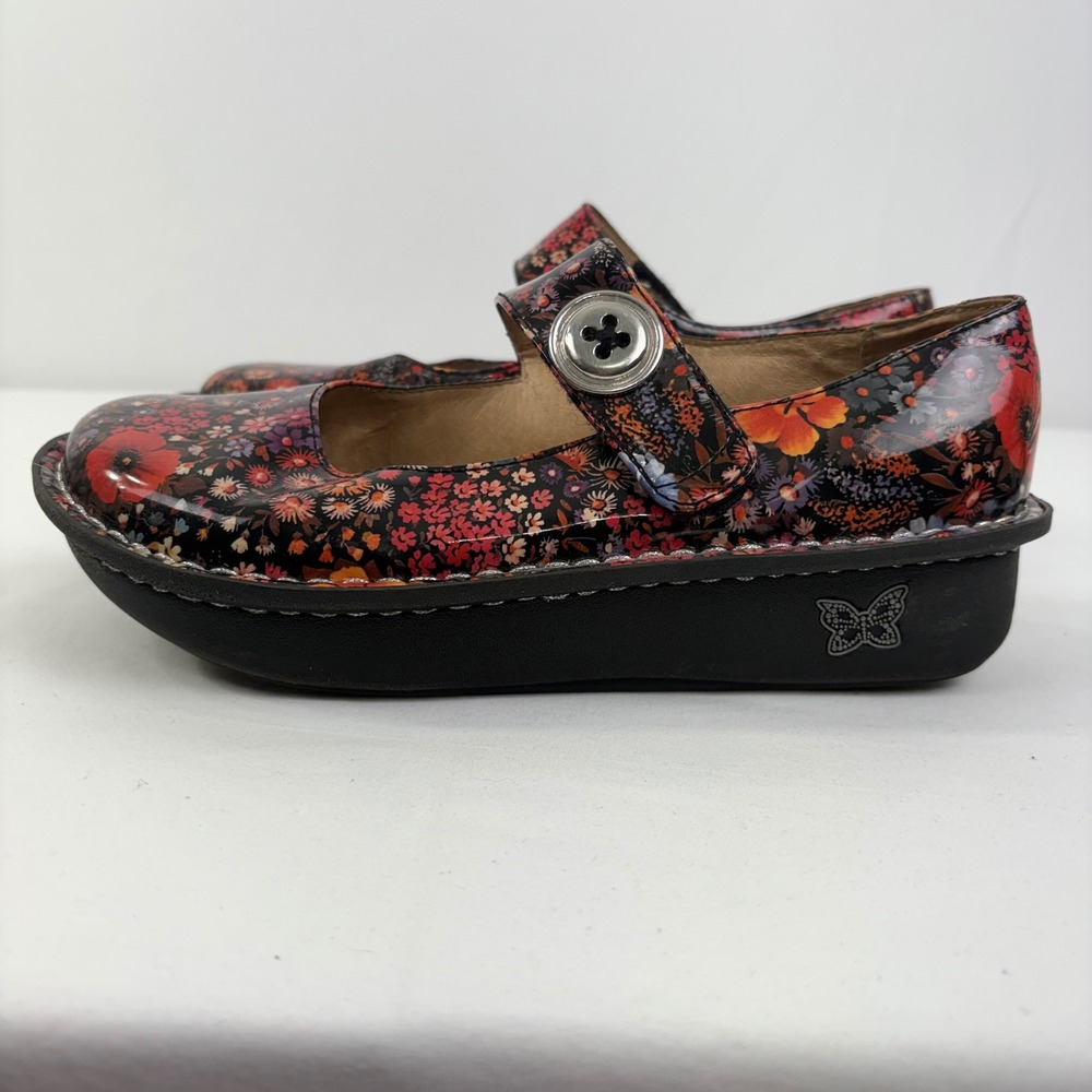 Alegria Paloma Floral Patent Leather Mary Jane Rocker Shoes PAL-323 Womens 37